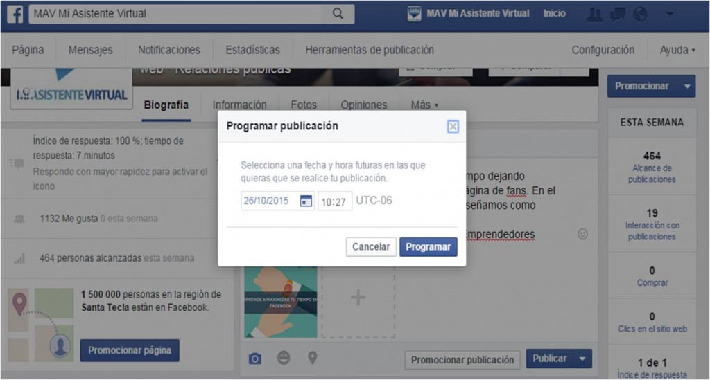 Pasos para programar publicaciones en Facebook